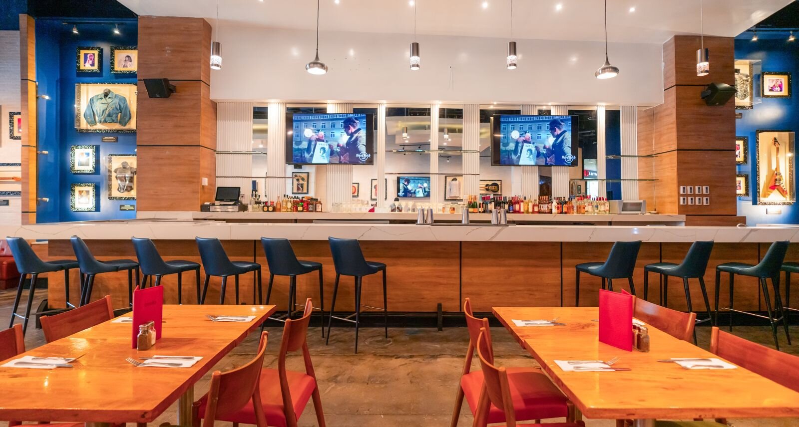 a room with tables and chairs