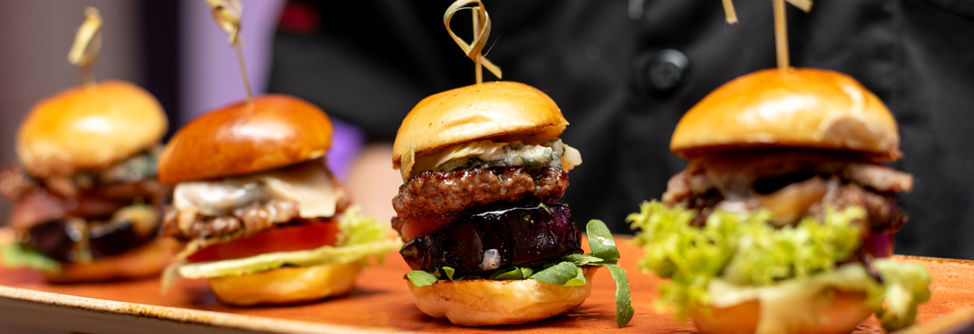 a close up of a burger