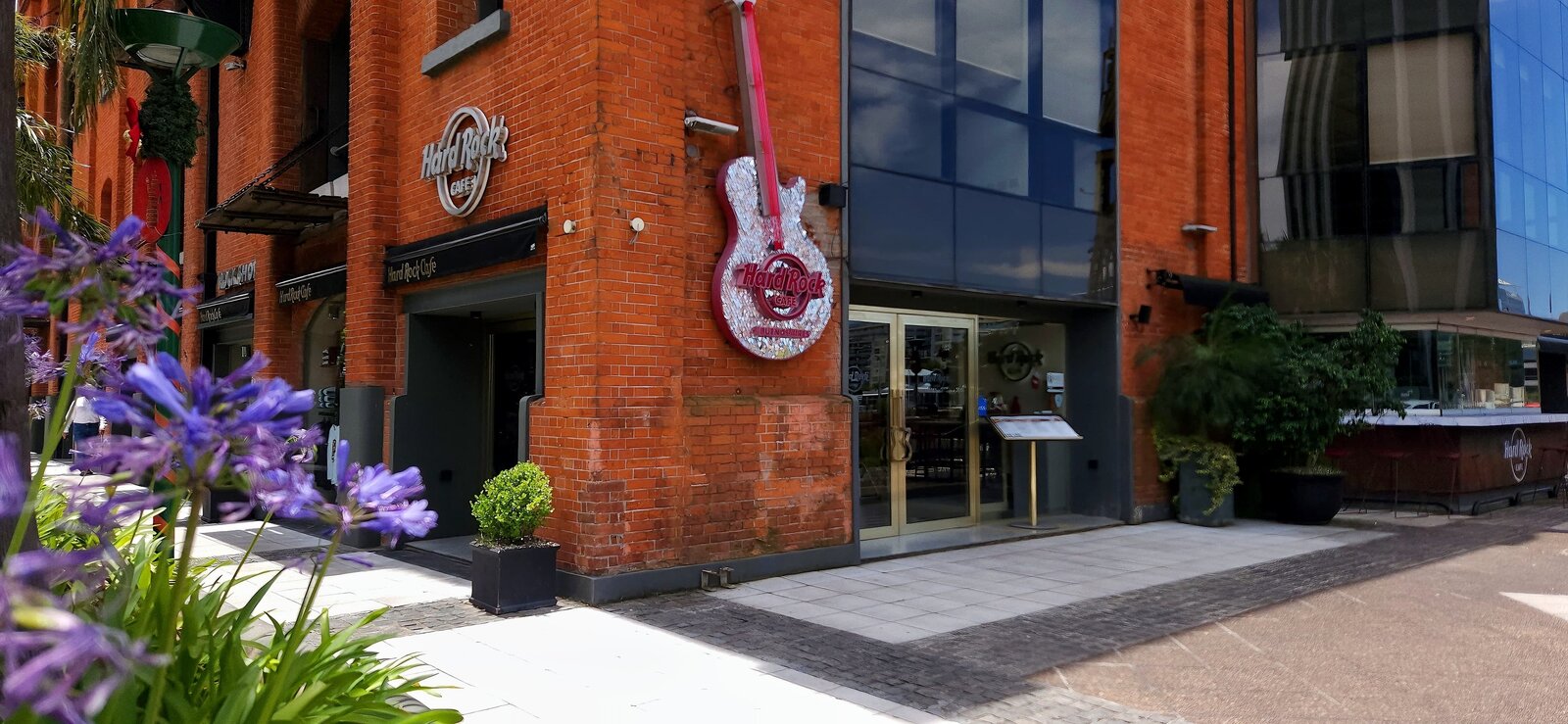 a building with a guitar in the front