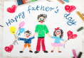 Kids drawing of Father, Daughter, Son