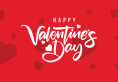 Happy Valentine's Day with Hearts on Red Background