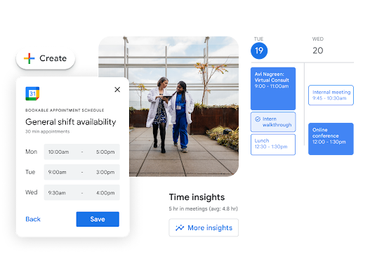 Google Calendar to create appointment scheduling and manage routine tasks.