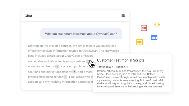 NotebookLM answers a question with citations from source files 