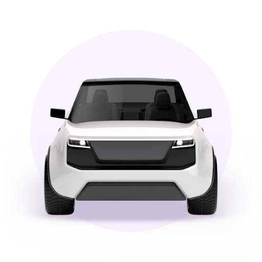 A white car shown facing forward.