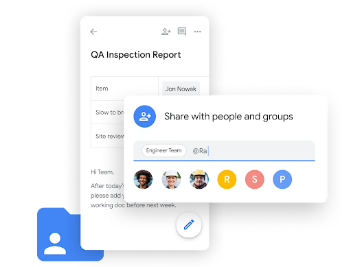 Immagine illustrativa di Workspace - i membri del team condividono e modificano fogli Google senza problemi con Google Chat