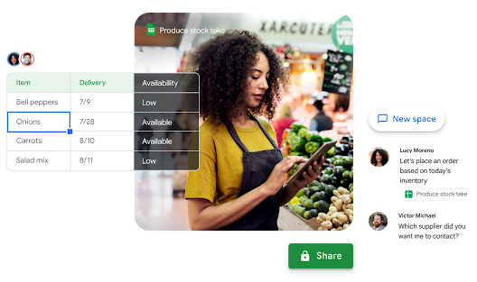 Grocery shop inventory management using Google Sheets and Google Chat.