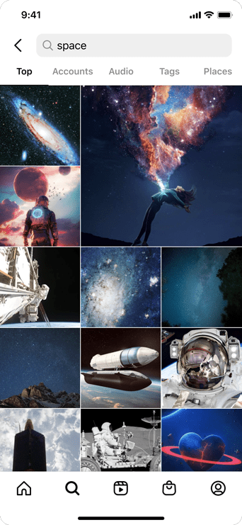 Collection of posts in search & explore