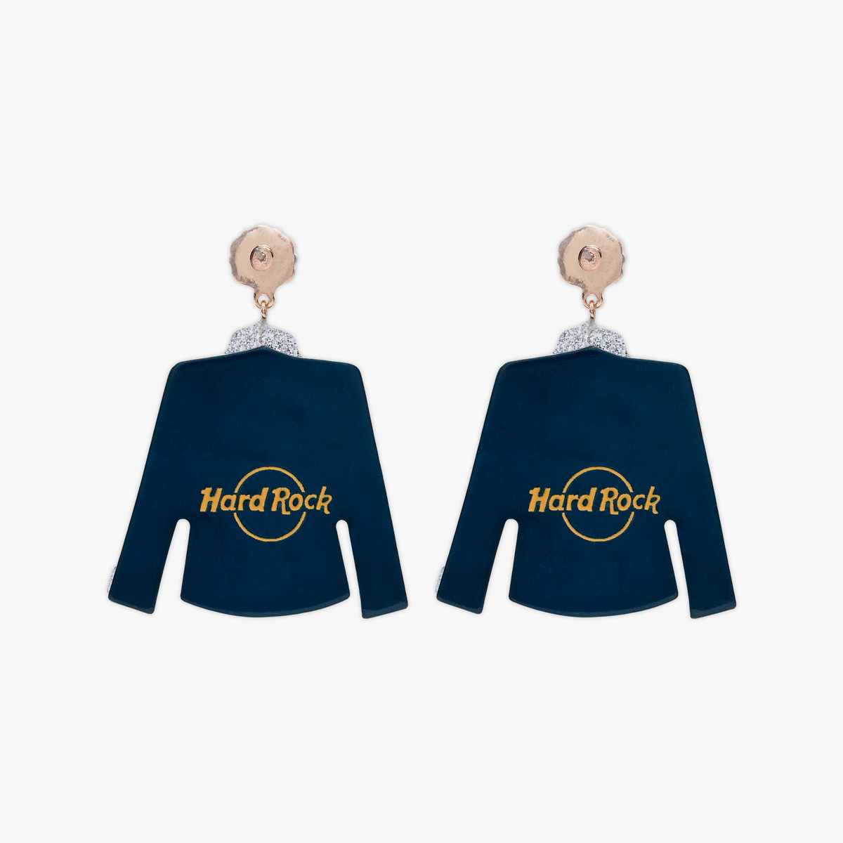 Glitter Denim Jacket Earring in Blue & Gold image number 3