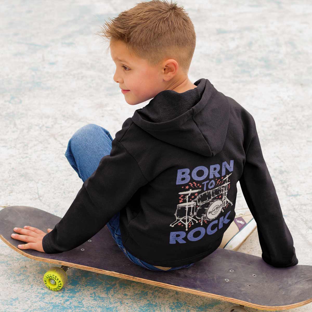 Rock Kids Born To Rock Zip Up Hoodie in Black image number 2