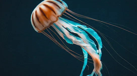 A jellyfish on a black background