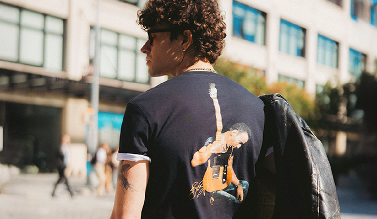 man wearing Bruce Springsteen Hard Rock Shop collection