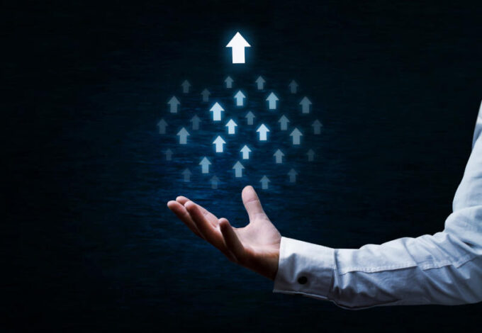 Leadership concept with arrows